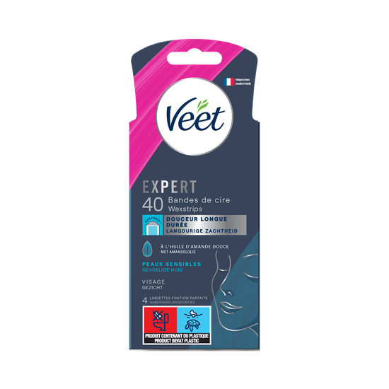 Veet Expert Bandes de cire froide pour peaux sensibles - Visage, x40 | Veet