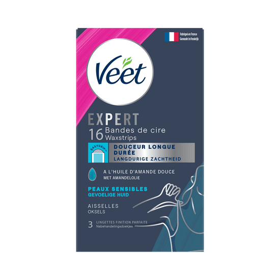 Veet Expert Bandes de cire froide pour peaux sensibles - Aisselles, x16 | Veet