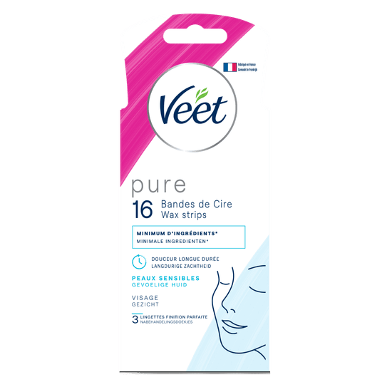 Veet Pure™ Bandes de cire froide pour peaux sensibles – Visage, x16 | Veet